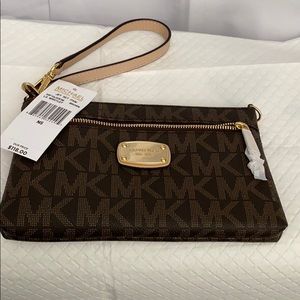 Authentic Michael Kors brown large wristlet